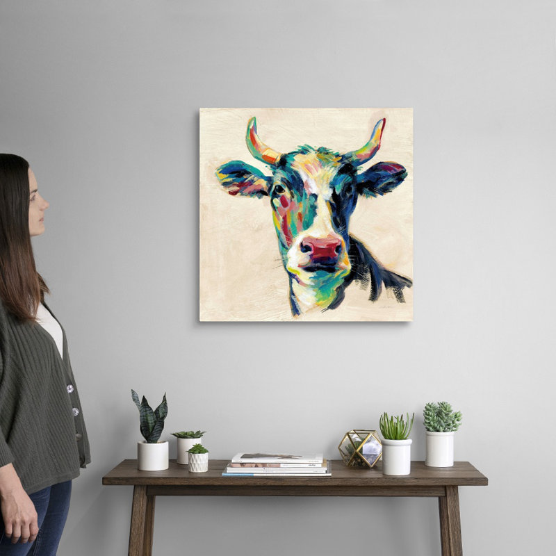 Art mural sur toile Expressionistic Cow II, Toile tendue, H 24 po x l 24 po x P 1 po