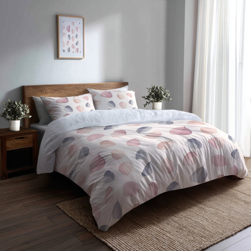 Ensemble de housse de couette abstrait 3 pièces - Ensemble de housse de couette bohème rose et bleu