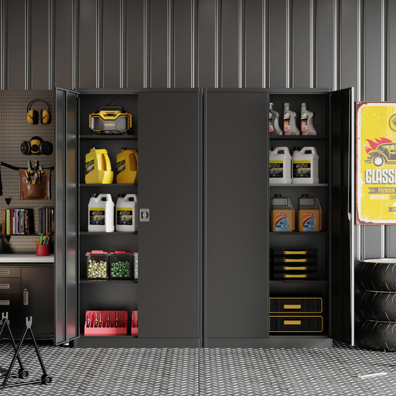 Steel Single Storage Cabinet ( 70.87 " H x 31.5 " W x 15.7 " D), Black