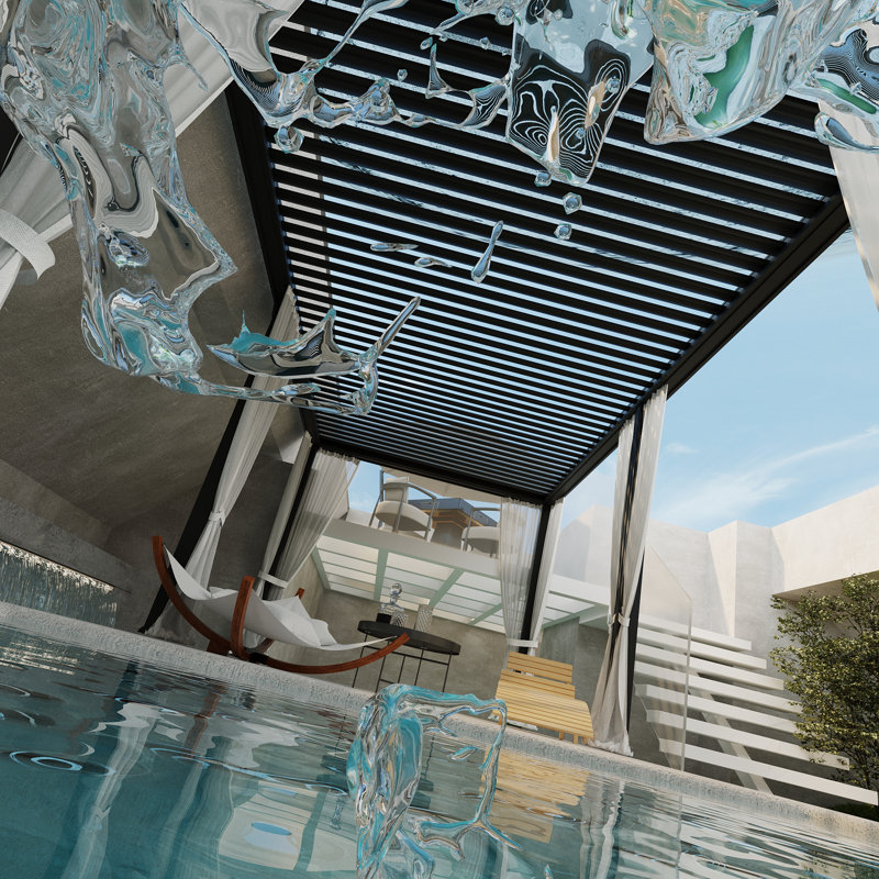 Pergola en aluminium à toit réglable, Beige, Cette toile d'ombrage triangulaire de 12 pi l 8 pi