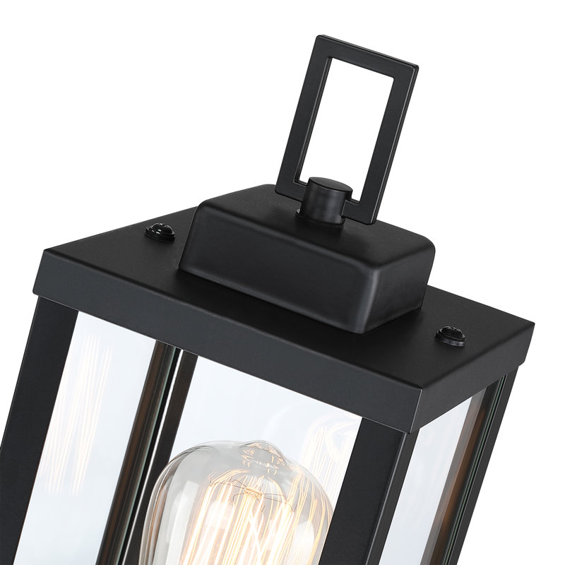 Topawa 1-light Outdoor Post Light Kits Head with Clear Glass Shade, Matte Black, 16.5"H x 5"W x 5"D