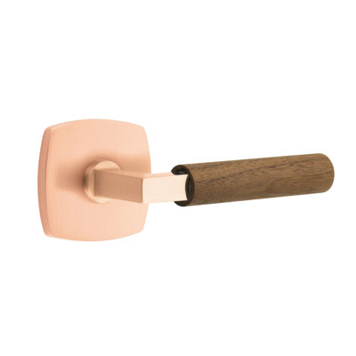 Ensemble de faux levier Emtek Select avec rosette Urban Modern et tige carrée en L, poignée en noyer foncé