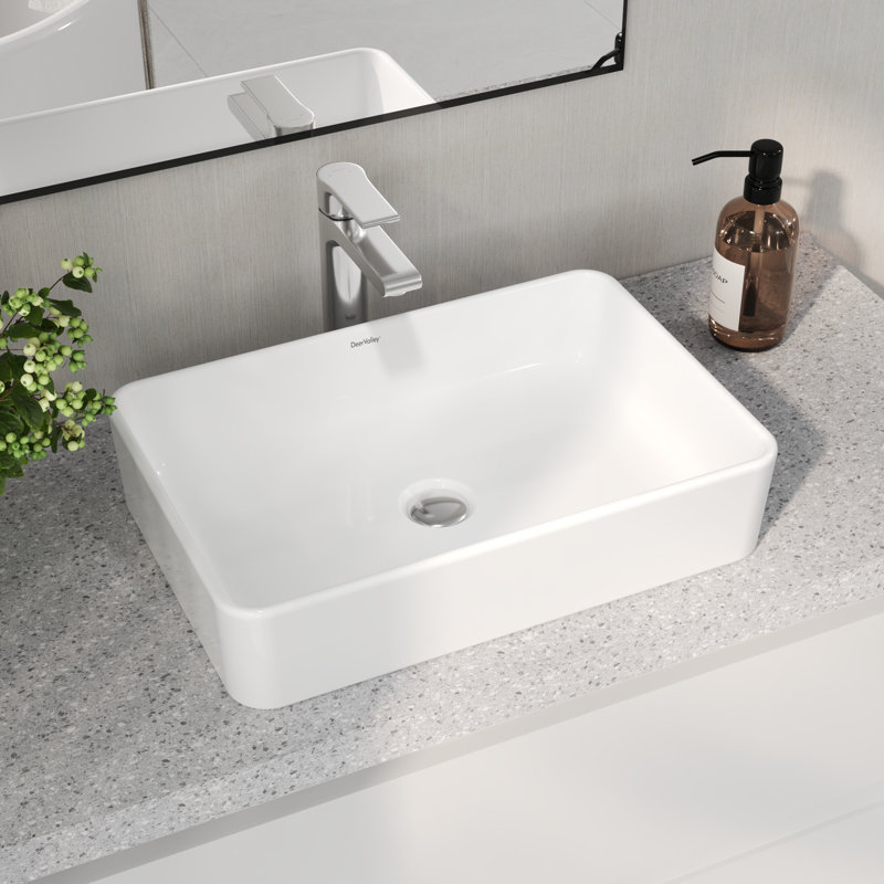 Ally 20" x 14'' Rectangular Vitreous China Vessel Bathroom Sink, White