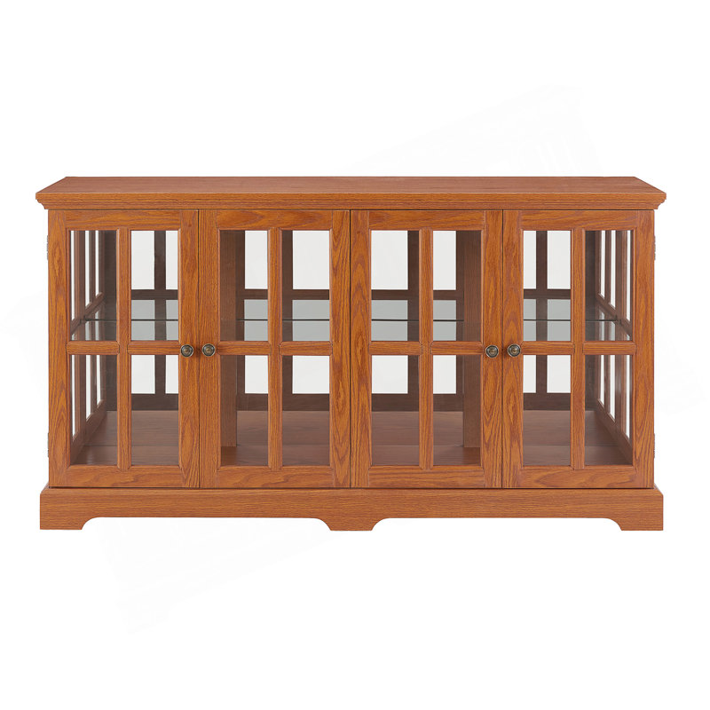 Vitrine à DEL avec vitrine antique avec portes en verre et tablettes réglables pour objets de collection., Chêne foncé