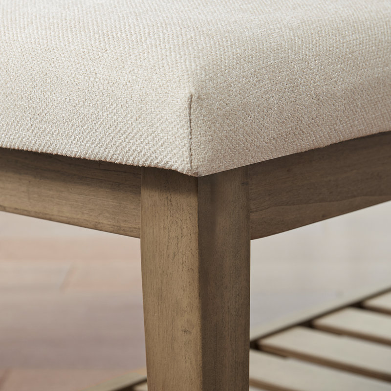 Polyester Upholstered Storage Bench, Beige