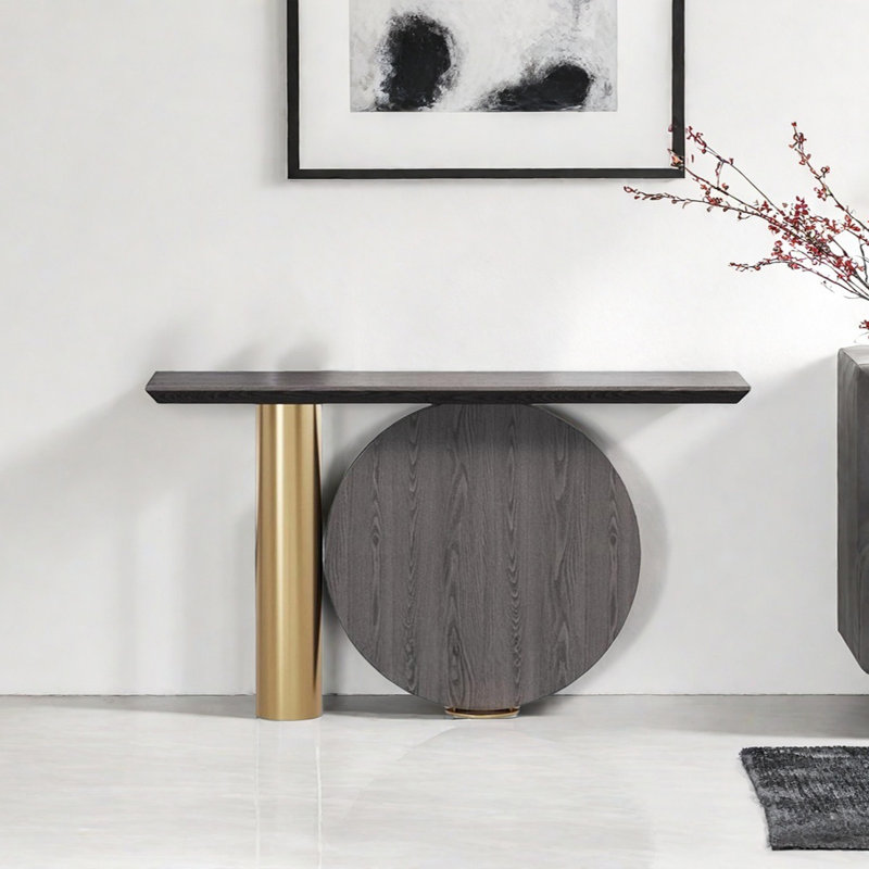 Modern Luxury Art Console Table, Black, 30.71" H x 51.18" W x 13.78" D, Gold
