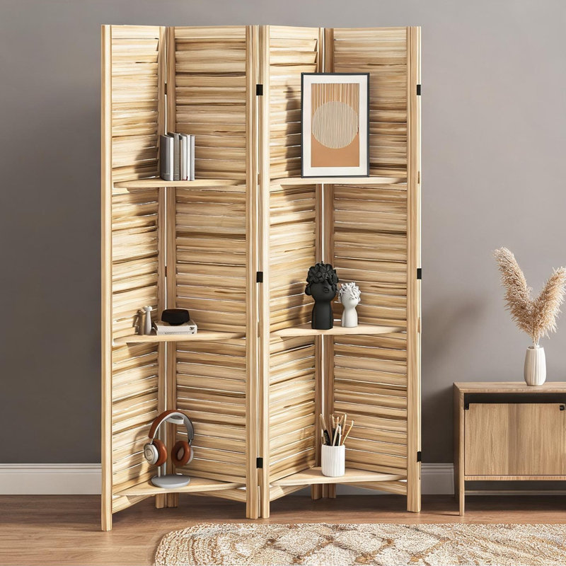 Tablettes et art mural en bois de bois de paulownia pliable avec rangement, 67 po