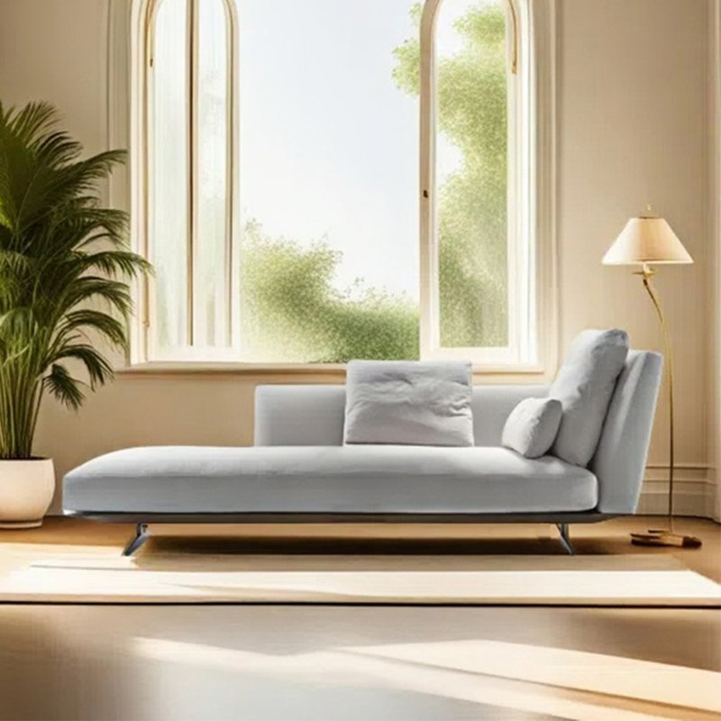 Chaise longue moderne, simple et confortable, Orienté à droite, Gris / Noir