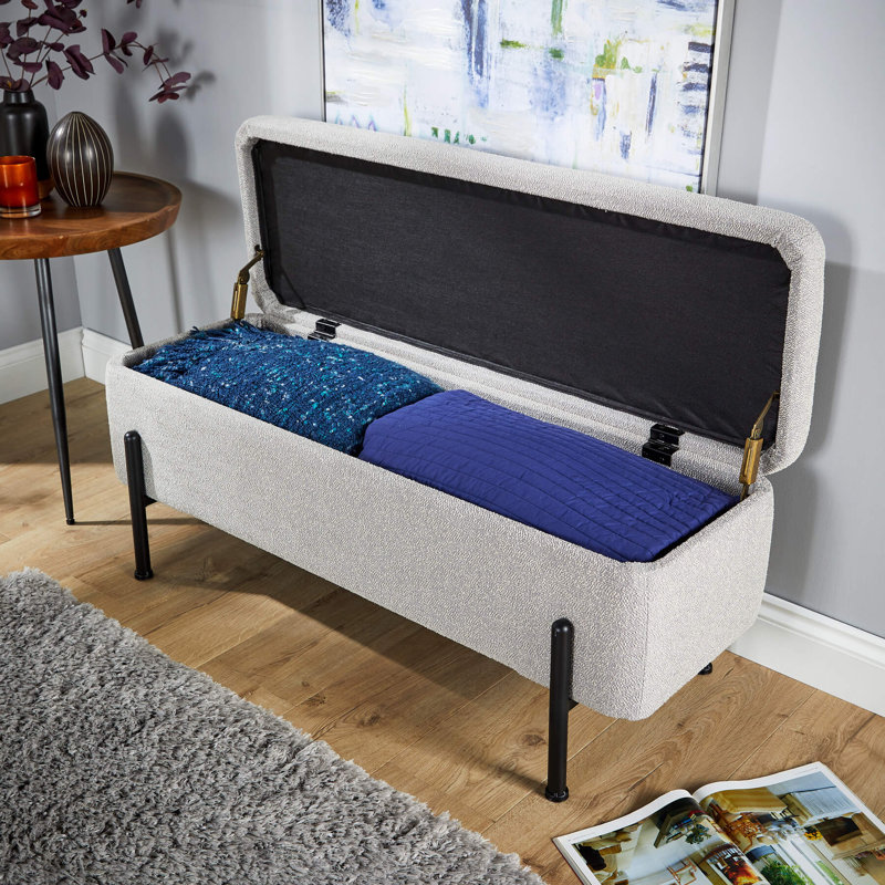 Aurimas 110cm Wide Rectangle Ottoman with Storage, Grey