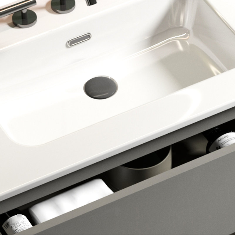 Meuble de salle de bain gris 36 po - Silencieux, maximise la texture lisse du meuble-lavabo, espace supplémentaire, silencieux