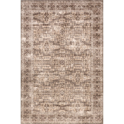 Jett Floral Border SplashGuard Machine Washable Area Rug