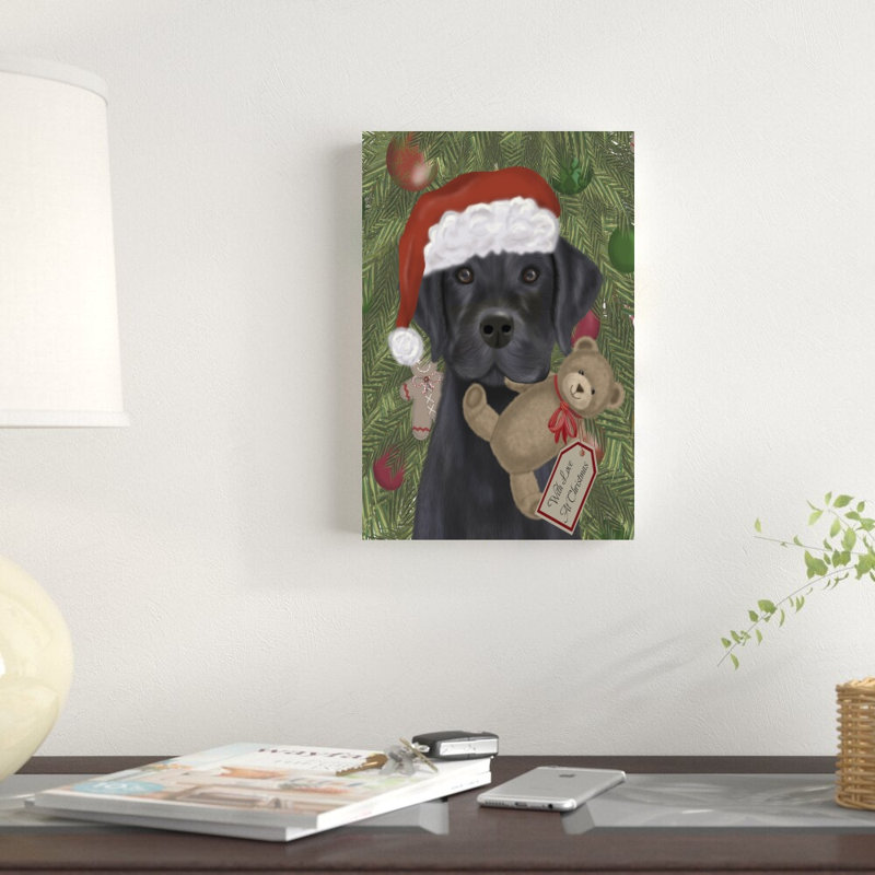 " Christmas Black Labrador And Teddy " by Fab Funky, 12" H x 8" W