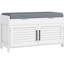Banc à chaussures blanc avec compartiments cachés, siège rembourré, tablettes réglables, portes à volets pour la chambre à coucher, rangement pour portes, capacité de poids maximale de 352 lb