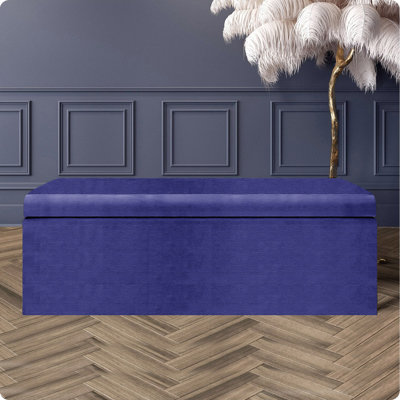 Safar Large Ottoman Storage Box with Plain Lid - Naples Upholstered Blanket Box - Multi- Functional Storage Box