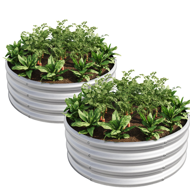 2Pcs W840116761 Metal Raised Garden Bed With - Rust Coating For Long Lasting Planting Of Herbs And Succulents, 110 Gal. Soil Space Galvanized Planter Box Avoiding Root Rot, Open Bottom Good Aeration