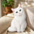Angora Cat Tilted Head Sitting Pose Pillow, Warm Tale Style Decorative Cushion, Suitable for 'S Bedrooms And Animal Lovers, 2D Flat Printing Shaped Filling Pillow, 2D Flat Style 35cm-139533280
