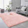 Tapis rose à poils longs moelleux - tapis décoratif doux