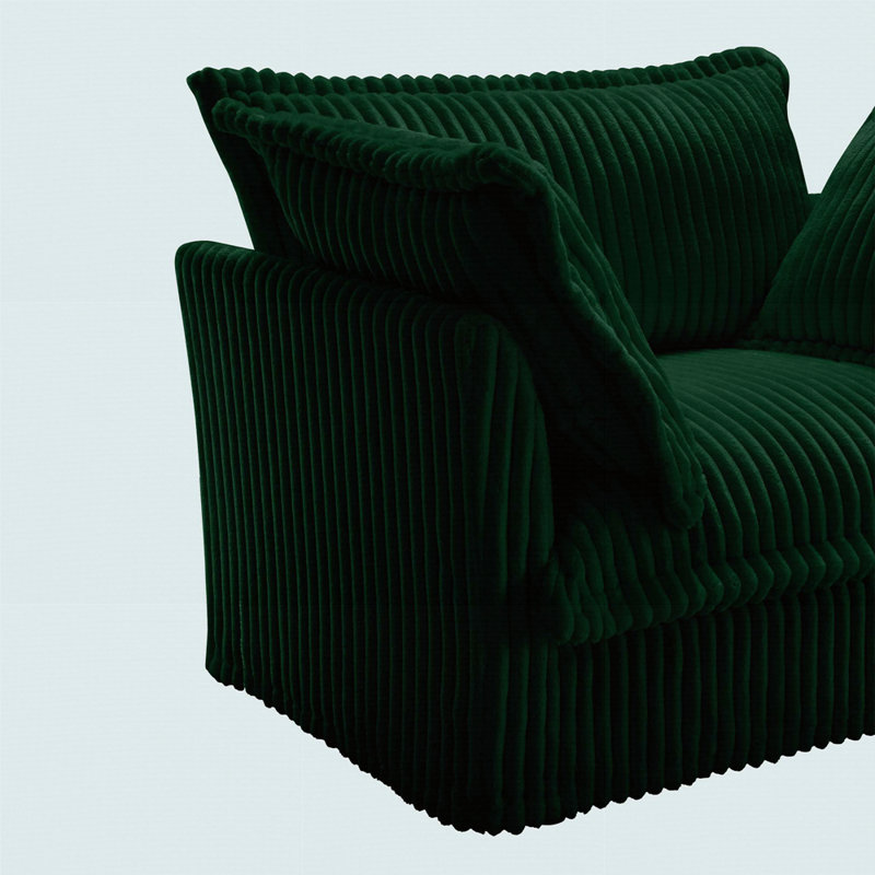 Fauteuil à housse avec 1 grand coussin de dossier et 2 grands coussins décoratifs, 1 siège profond et 1 canapé confortable
