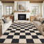 Tapis moderne en damier lavable à la machine, antidérapant, moelleux et sans perte de poils, revêtement de sol à poils courts pliable, tapis décoratif imprimé pour le salon et la chambre à coucher-1390399404