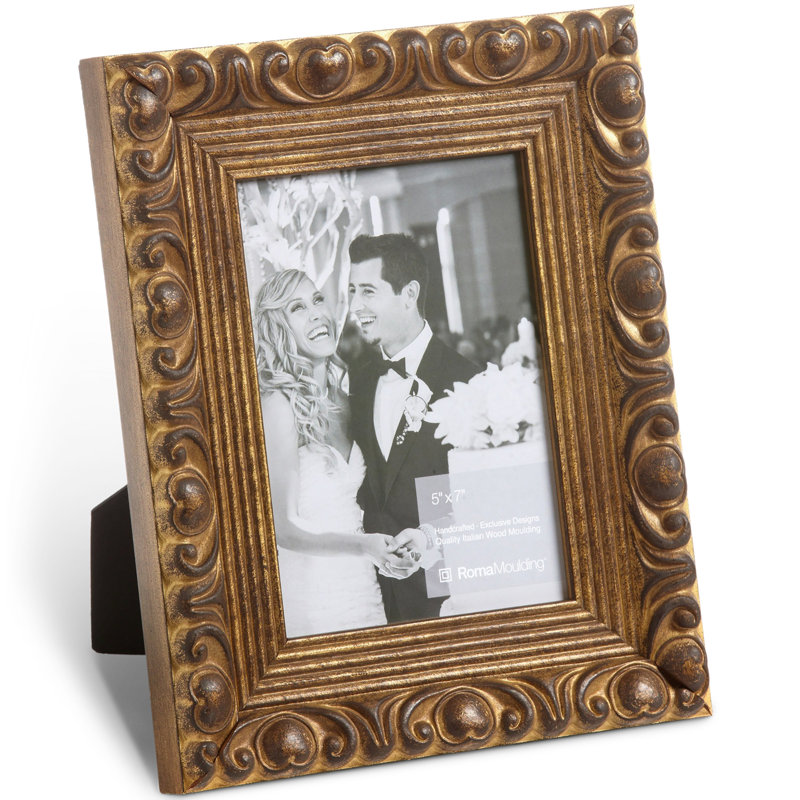 Wood Embossed Picture Frame, 8" x 10", Gold