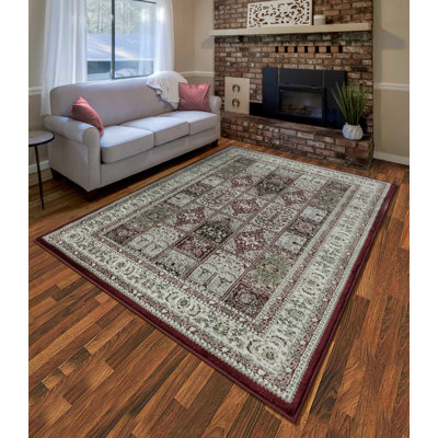 Tapis décoratif rouge/crème devansh