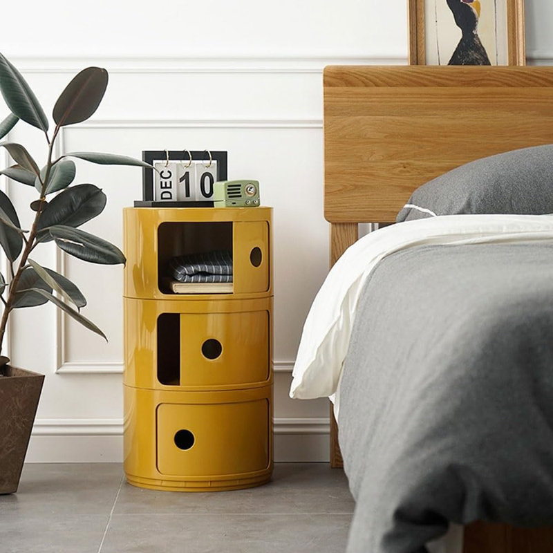 Ensemble de 4 tiroirs de rangement empilables en ABS - Armoire modulaire ronde pour chambre à coucher et salon, Vert