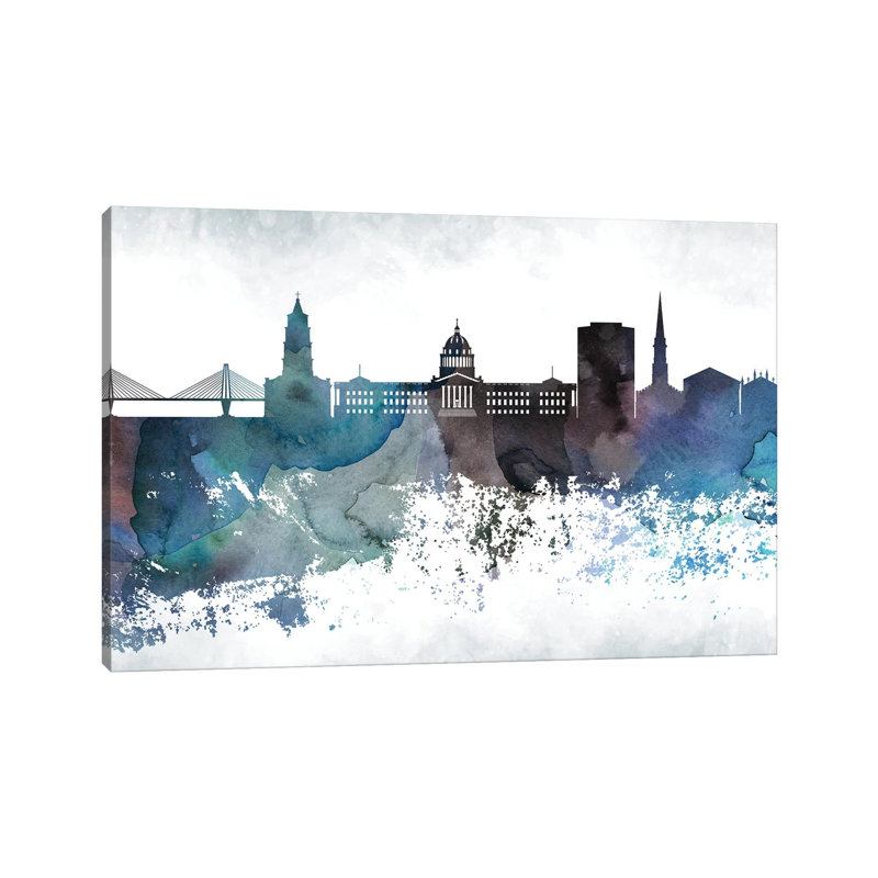 Charleston Bluish Skyline by WallDecorAddict - Wrapped Canvas Print, 20.32cm H x 30.48cm W x 1.91cm D