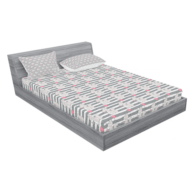Microfiber Striped Sheet Set, Queen Sheet Set with Fitted Sheet