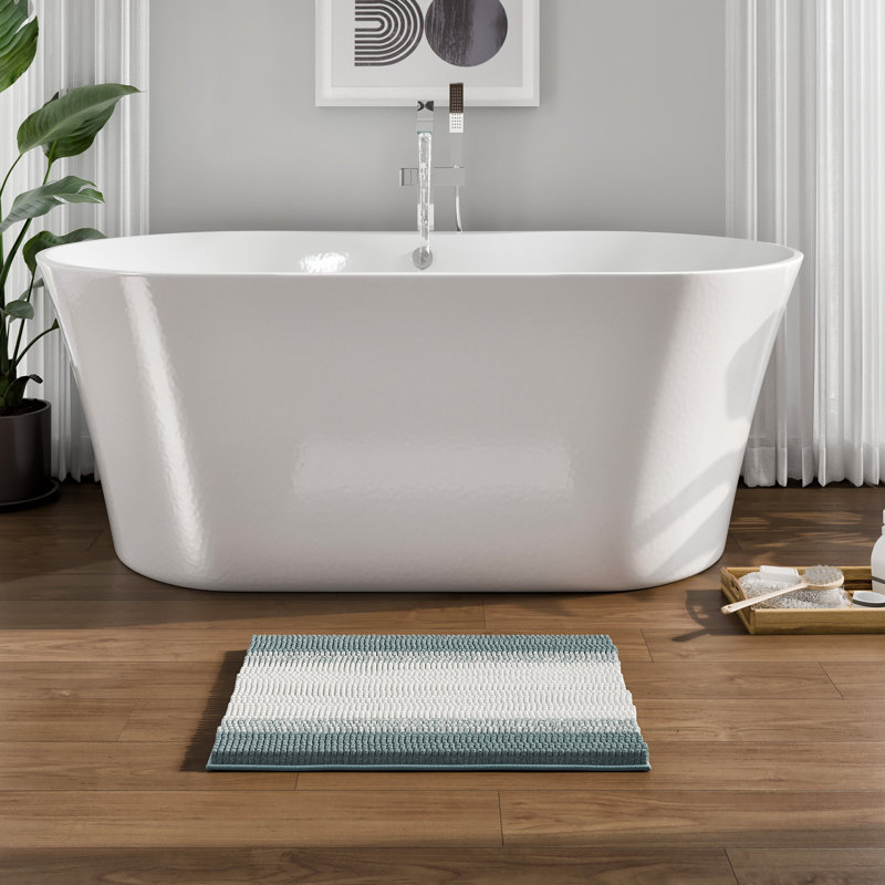 Yanira Non-Slip Bath Mat, Blue
