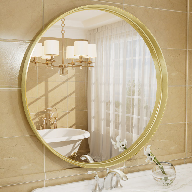 Miroir mural Aevar, 36 po x 36 po, Or brossé