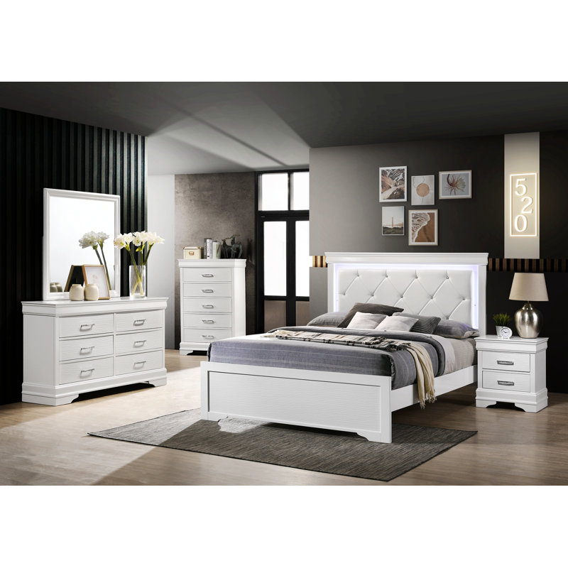 Ensemble de chambre à coucher standard 5 pièces Mayodan, gris, Grand