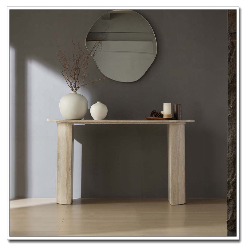 Console en faux marbre avec bords arrondis, L 55,12 po
