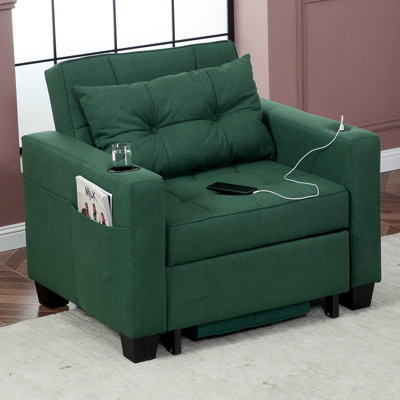 Upholstered Convertible Backrest Single Sofa Bed Accent Chair