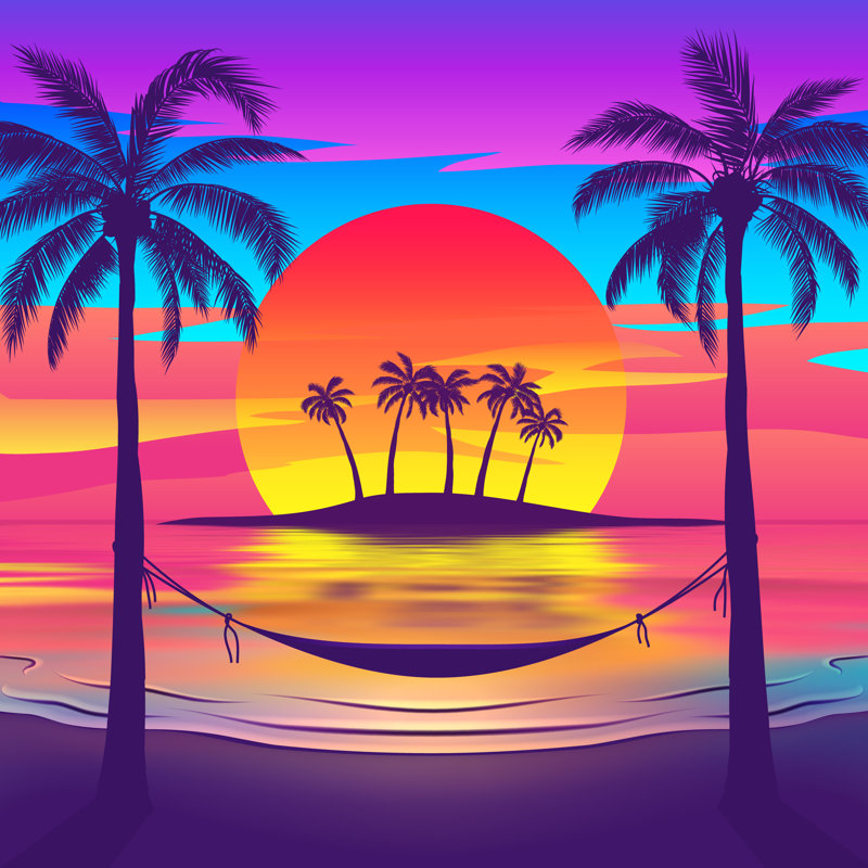 Tropical Beach At Sunset by Magnilion - Wrapped Canvas Print, 91cm H x 91cm W