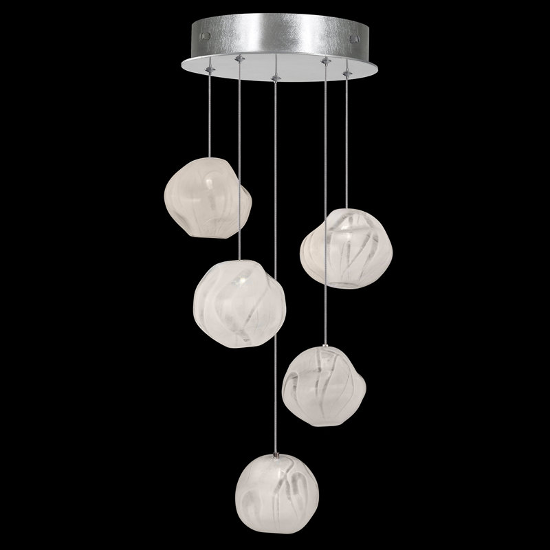 Luminaire suspendu rond 12 po Vesta, Argent
