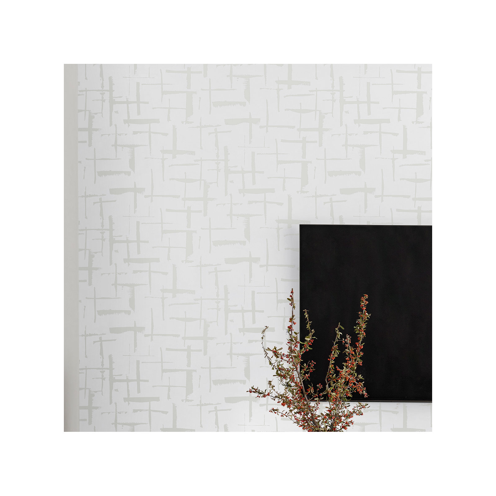 Niseko Modern Abstract Wallpaper, Metallic Silver Lining