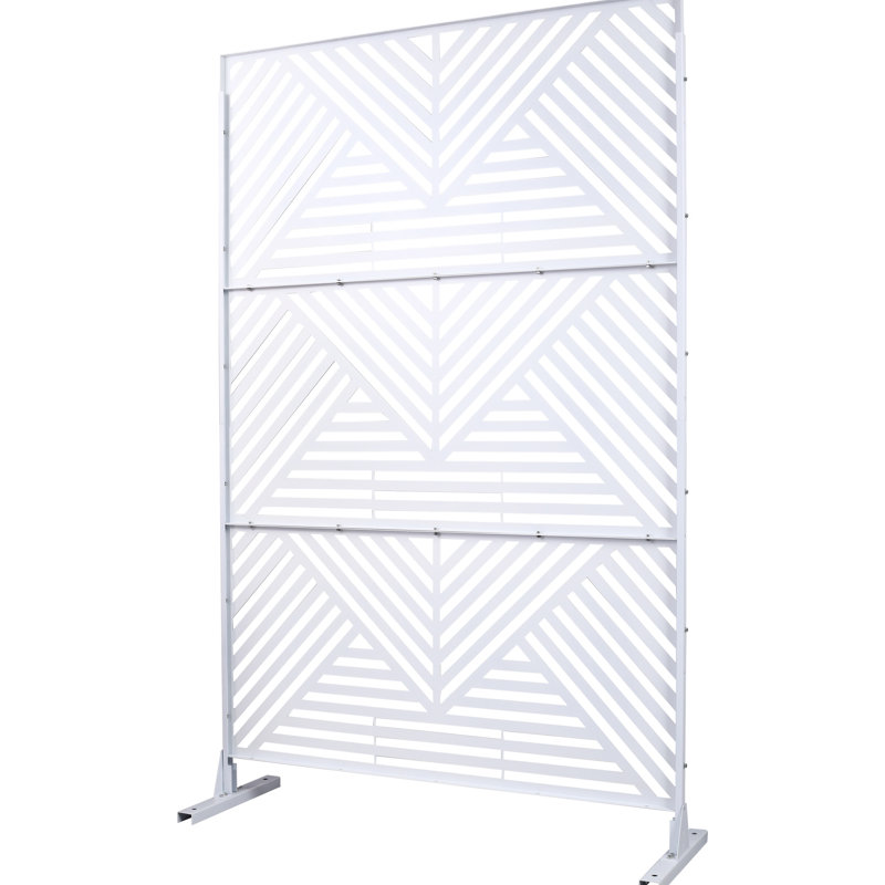 Écran d'intimité l 76 po H48 po - Métal autoportant pour l'extérieur et l'intérieur. Améliorez votre patio, votre pelouse, votre terrasse, votre balcon ou votre jardin. Blanc et créer un espace privé