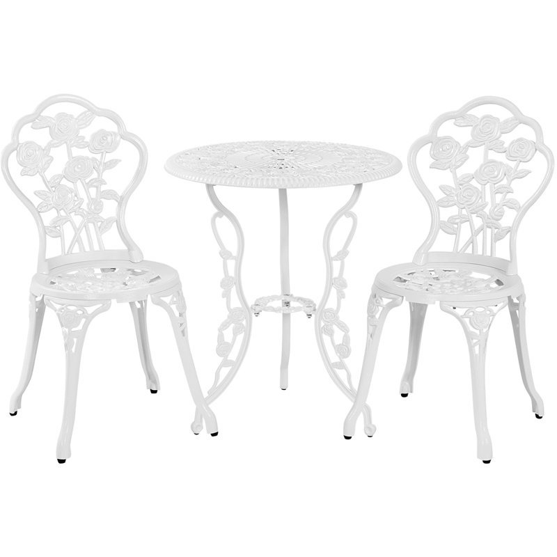 2 - Person Metal Patio Dining Set with Round Table, White