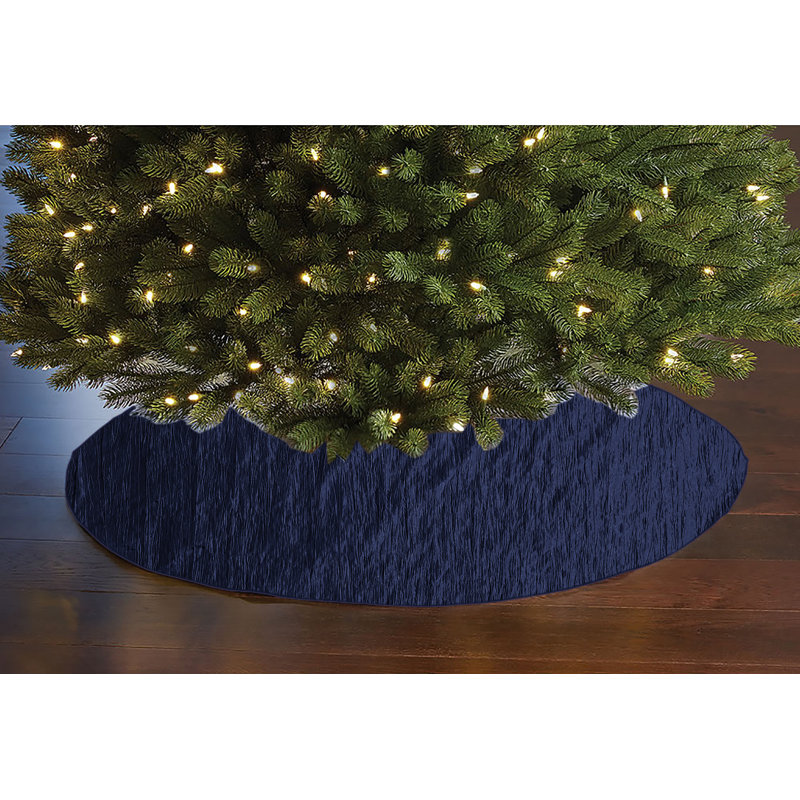 Jupe d'arbre de Noël en taffetas froissé, Bleu marine