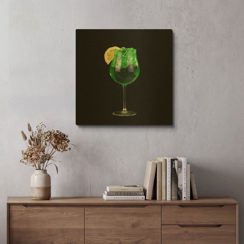 Tableau mural en métal doré « Trèfle vert » de luxe, 61 x 61 cm, 24"x24"
