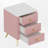 Upholstered Wooden Nightstand with 3 Drawers and Metal Legs&Handles, Bedside Table with Marbling Worktop-71415968