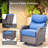 Wickes 9-Piece Outdoor Wicker Patio Conversation Set With Square Fire Pit, 3-Seat Sofa, Ottomans, 4 Swivel Gliders And Side Table-1041099507-1041099506