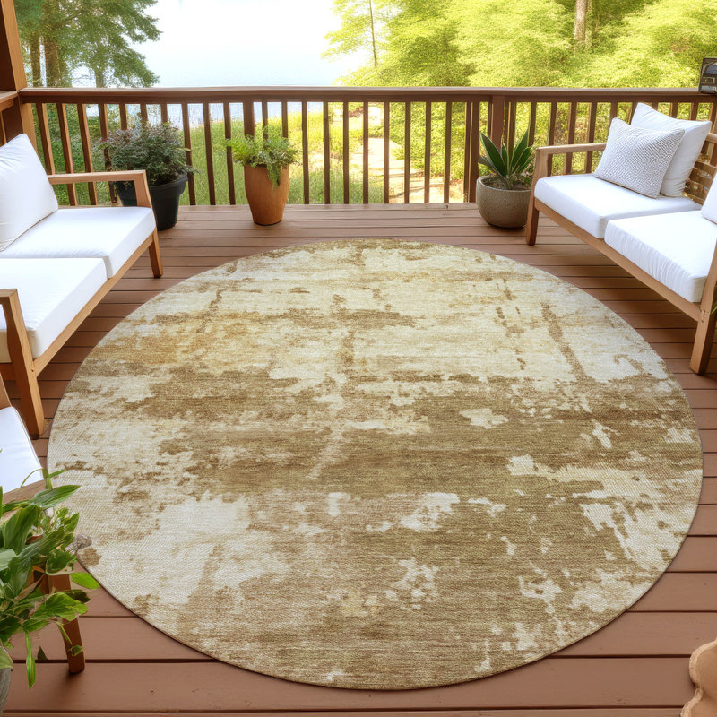 Machine Washable Indoor/Outdoor Earleville ACN2362 Abstract Rug, Round 8'