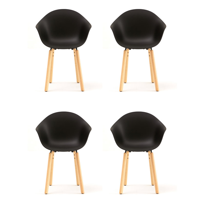 TA Armchair (Set of 4), Black/Natural