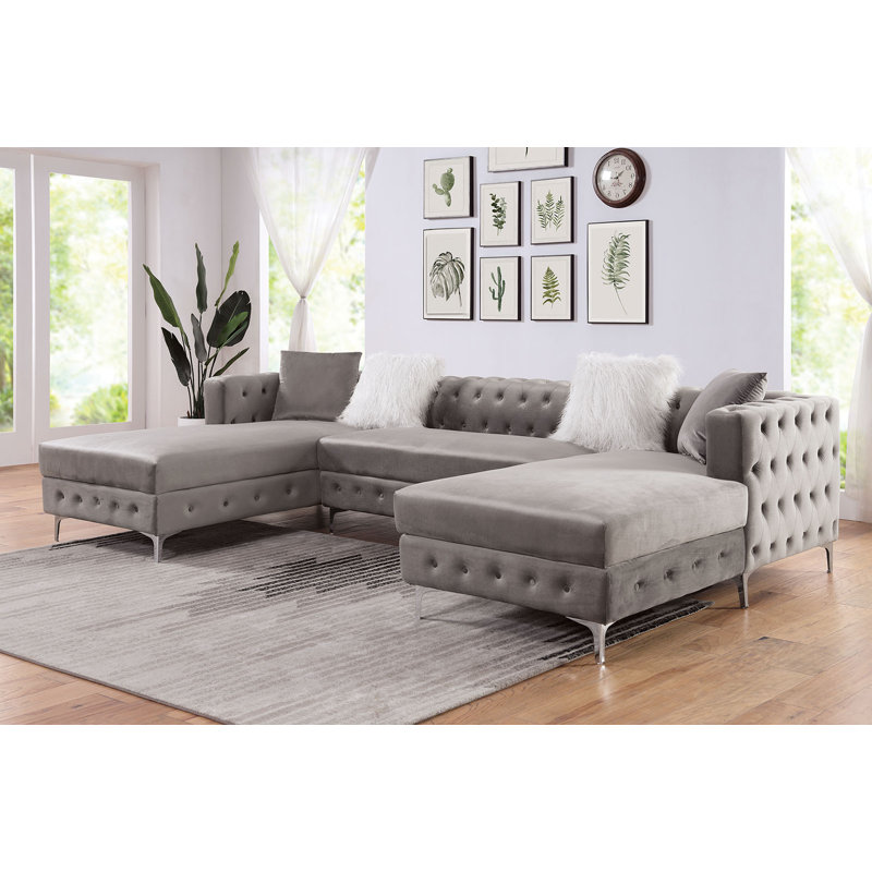Canapé modulaire de 127 po de largeur, gris, Gris