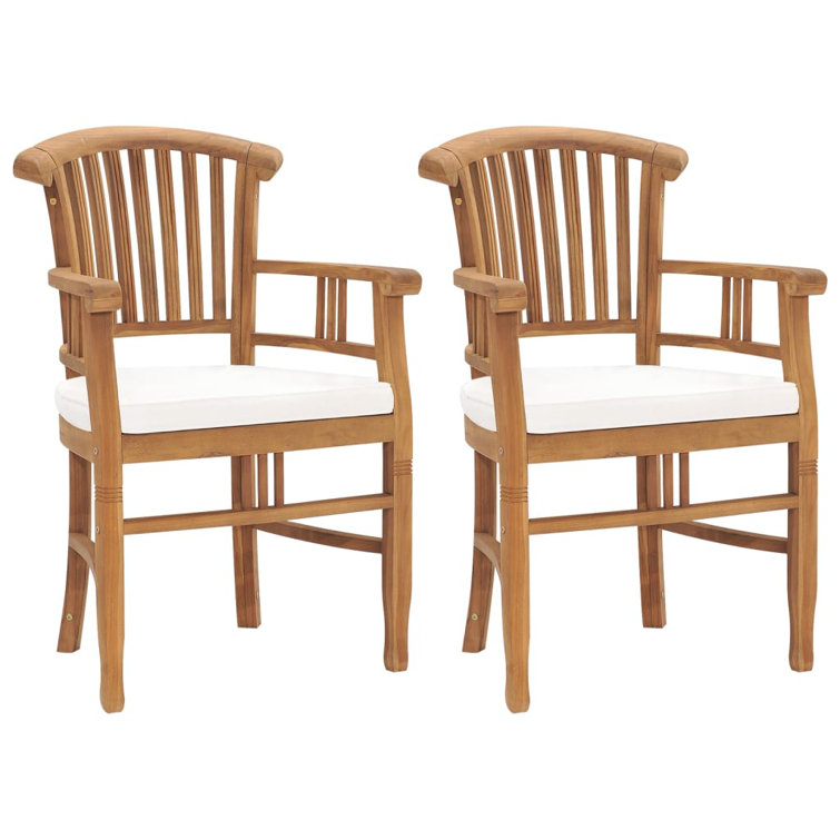 Patio Chairs Outdoor Dining Chair with Cushions Solid Wood Teak