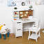Ensemble de bureau et chaise pour enfants, table d'étude en bois avec tablette de rangement, babillard, ensemble de bureau d'apprentissage pour enfants, table d'écriture pour garçons et filles