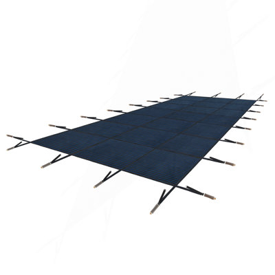 16' x 32' Rectangular Inground Swimming Pool Safety Cover, Abrasion-Resistant Mesh PP with Hardware, Blue Mesh