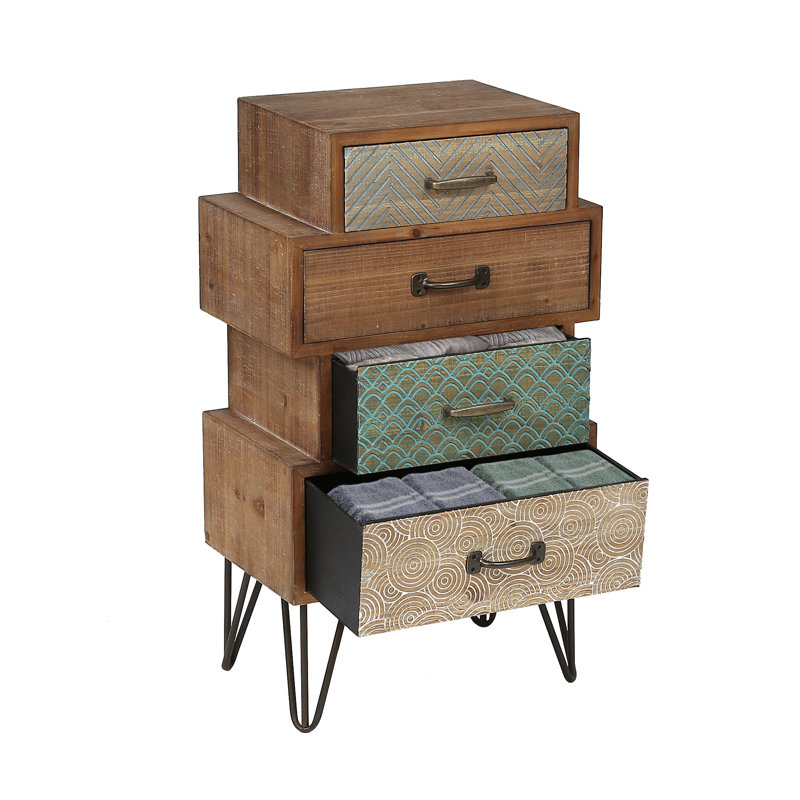 Commode décorative en bois 4 tiroirs Cayden H 33,5 "