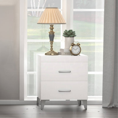 Mobilier de chambre à coucher moderne et moderne avec finition blanche et table de chevet 2X